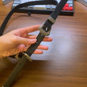 Zara double buckle leather belt size S